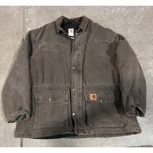 Carhartt Vintage Brown Coat Jacket Blanket Lined C46TMB Long Sleeve 2XL USA Made